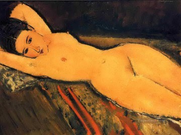  reclining Art - reclining nude with arms folded under her head 1916 Amedeo Modigliani